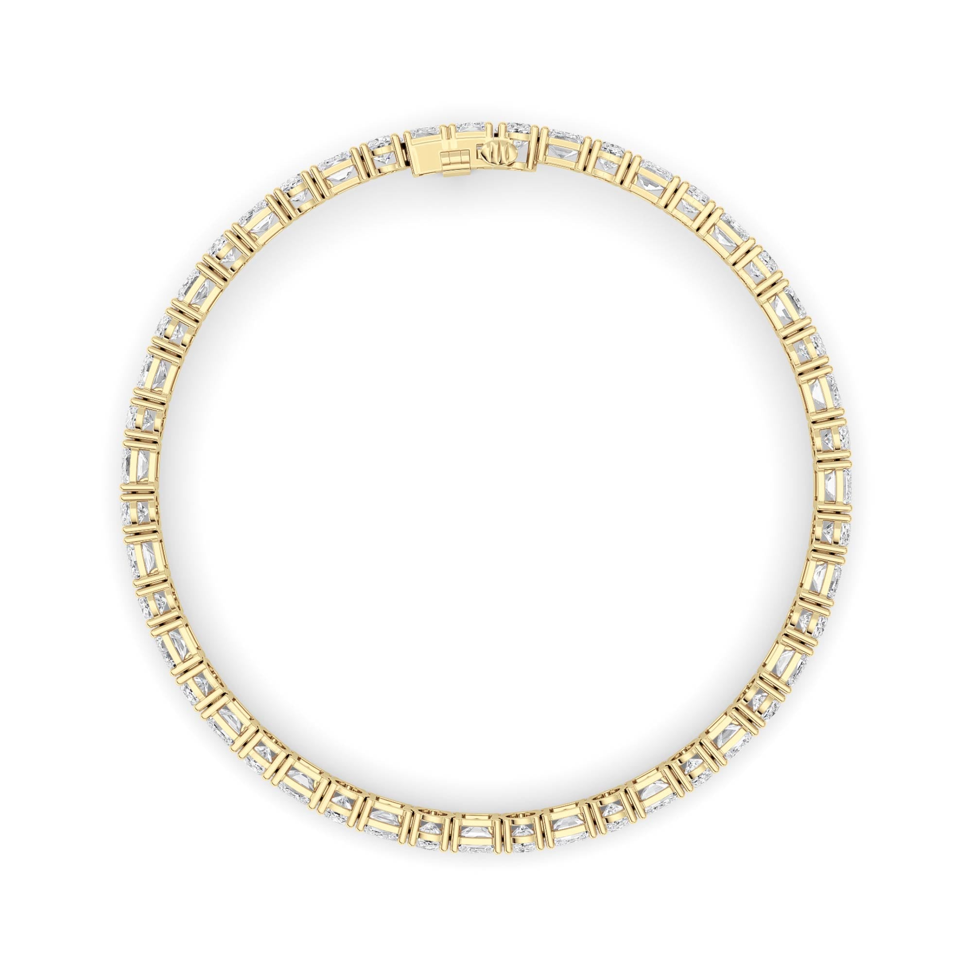 15CTW Emerald Shaped Lab Grown Diamond (F/VS) Bracelet in 14K Yellow Gold