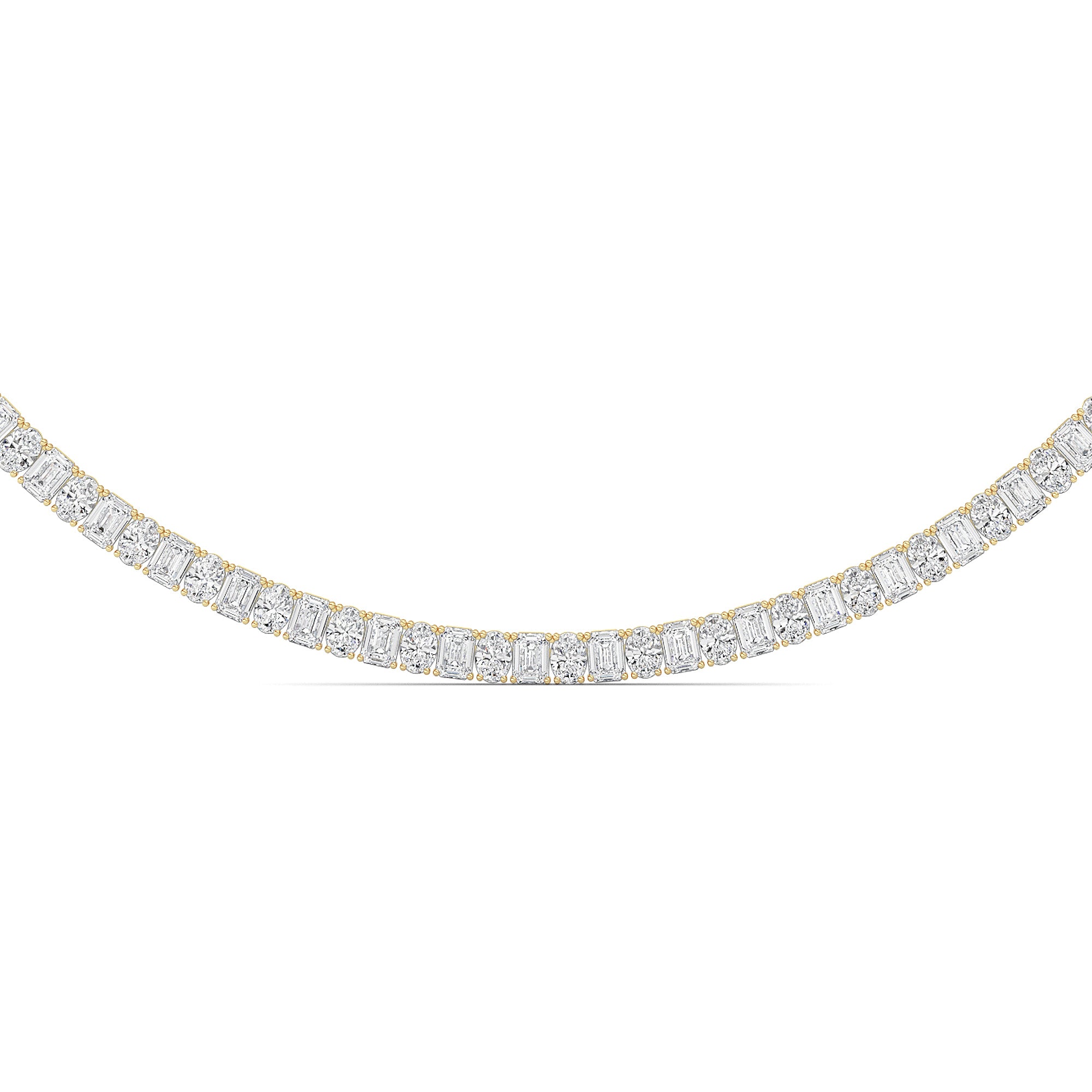 33CTW Emerald Shaped Lab Grown Diamond (F/VS) Necklace in 14K Yellow Gold