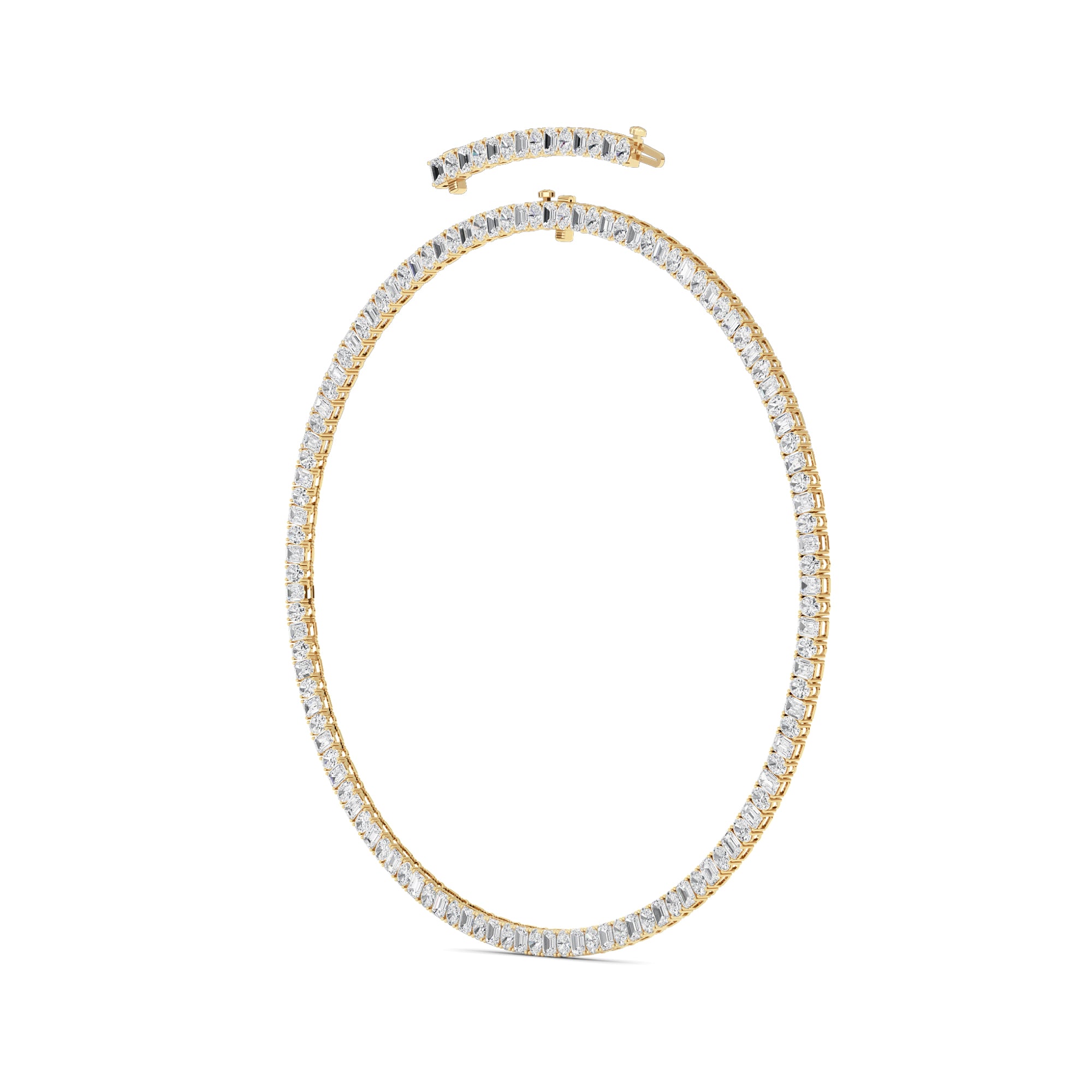 33CTW Emerald Shaped Lab Grown Diamond (F/VS) Necklace in 14K Yellow Gold