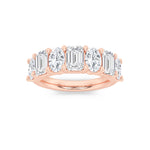 3CTW Emerald Shaped Lab Grown Diamond (F/VS) Seven Stone Band Ring in 14K Gold