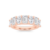 3CTW Emerald Shaped Lab Grown Diamond (F/VS) Seven Stone Band Ring in 14K Gold