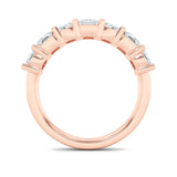 3CTW Emerald Shaped Lab Grown Diamond (F/VS) Seven Stone Band Ring in 14K Gold