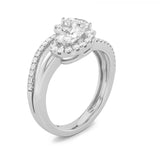 1CTW Oval Shaped Lab Grown Diamond (F/VS) Accented Toi et Moi Fashiion Ring in 14K Gold