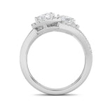 1CTW Oval Shaped Lab Grown Diamond (F/VS) Accented Toi et Moi Fashiion Ring in 14K Gold