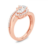 1CTW Oval Shaped Lab Grown Diamond (F/VS) Accented Toi et Moi Fashiion Ring in 14K Gold