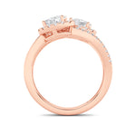 1CTW Oval Shaped Lab Grown Diamond (F/VS) Accented Toi et Moi Fashiion Ring in 14K Gold