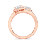 1CTW Oval Shaped Lab Grown Diamond (F/VS) Accented Toi et Moi Fashiion Ring in 14K Gold