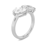 3CTW Emerald Shaped Lab Grown Diamond (F/VS) Toi et Moi Fashiion Ring in 14K Gold