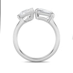 3CTW Emerald Shaped Lab Grown Diamond (F/VS) Toi et Moi Fashiion Ring in 14K Gold