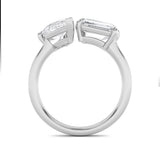 3CTW Emerald Shaped Lab Grown Diamond (F/VS) Toi et Moi Fashiion Ring in 14K Gold