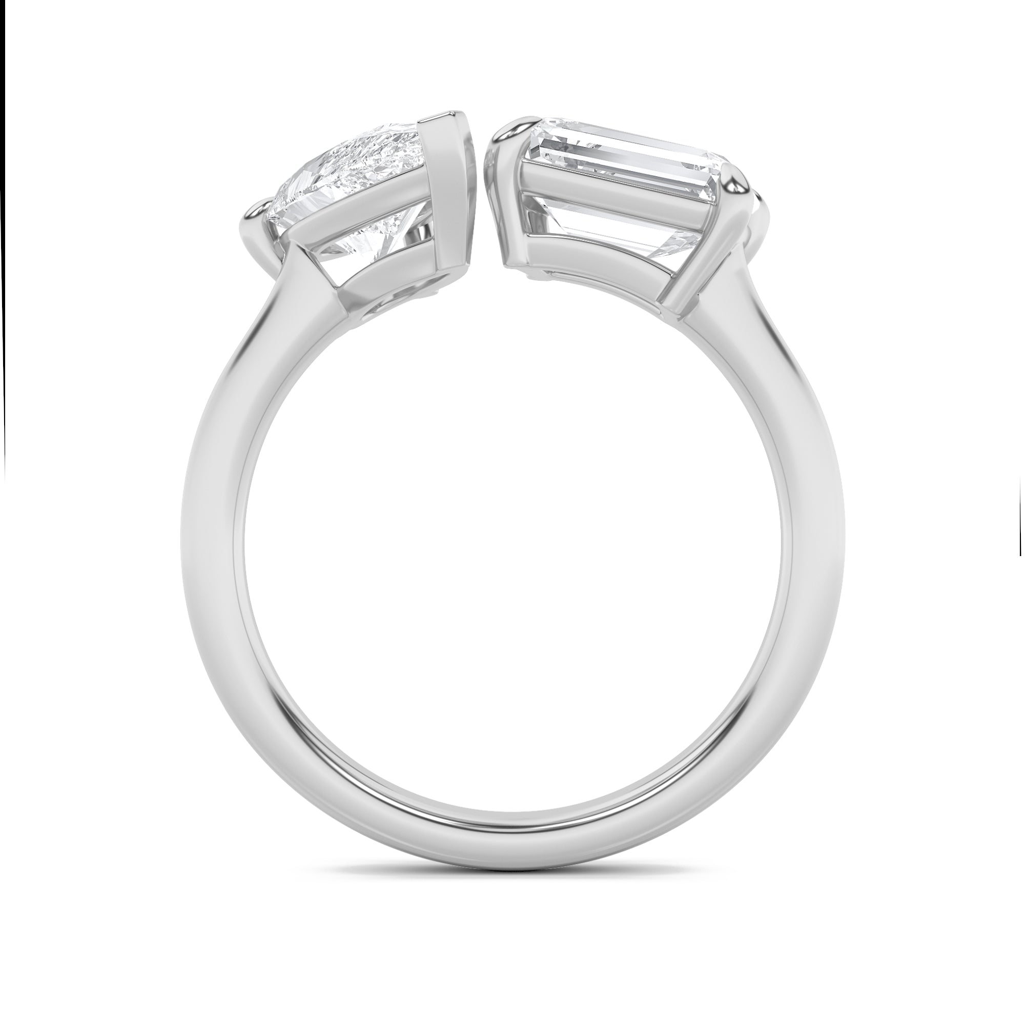 3CTW Emerald Shaped Lab Grown Diamond (F/VS) Toi et Moi Fashiion Ring in 14K Gold