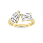 3CTW Emerald Shaped Lab Grown Diamond (F/VS) Toi et Moi Fashiion Ring in 14K Gold