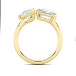 3CTW Emerald Shaped Lab Grown Diamond (F/VS) Toi et Moi Fashiion Ring in 14K Gold