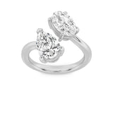3CTW Oval Shaped Lab Grown Diamond (F/VS) Toi et Moi Fashiion Ring in 14K Gold