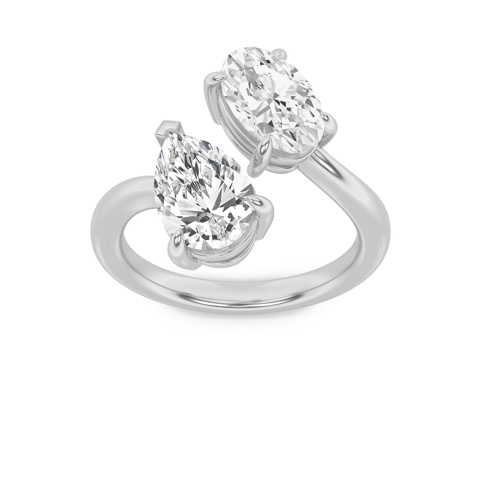 3CTW Oval Shaped Lab Grown Diamond (F/VS) Toi et Moi Fashiion Ring in 14K Gold