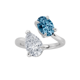 3CTW Oval Shaped Lab Grown Diamond (F/VS) Toi et Moi Fashiion Ring in 14K Gold