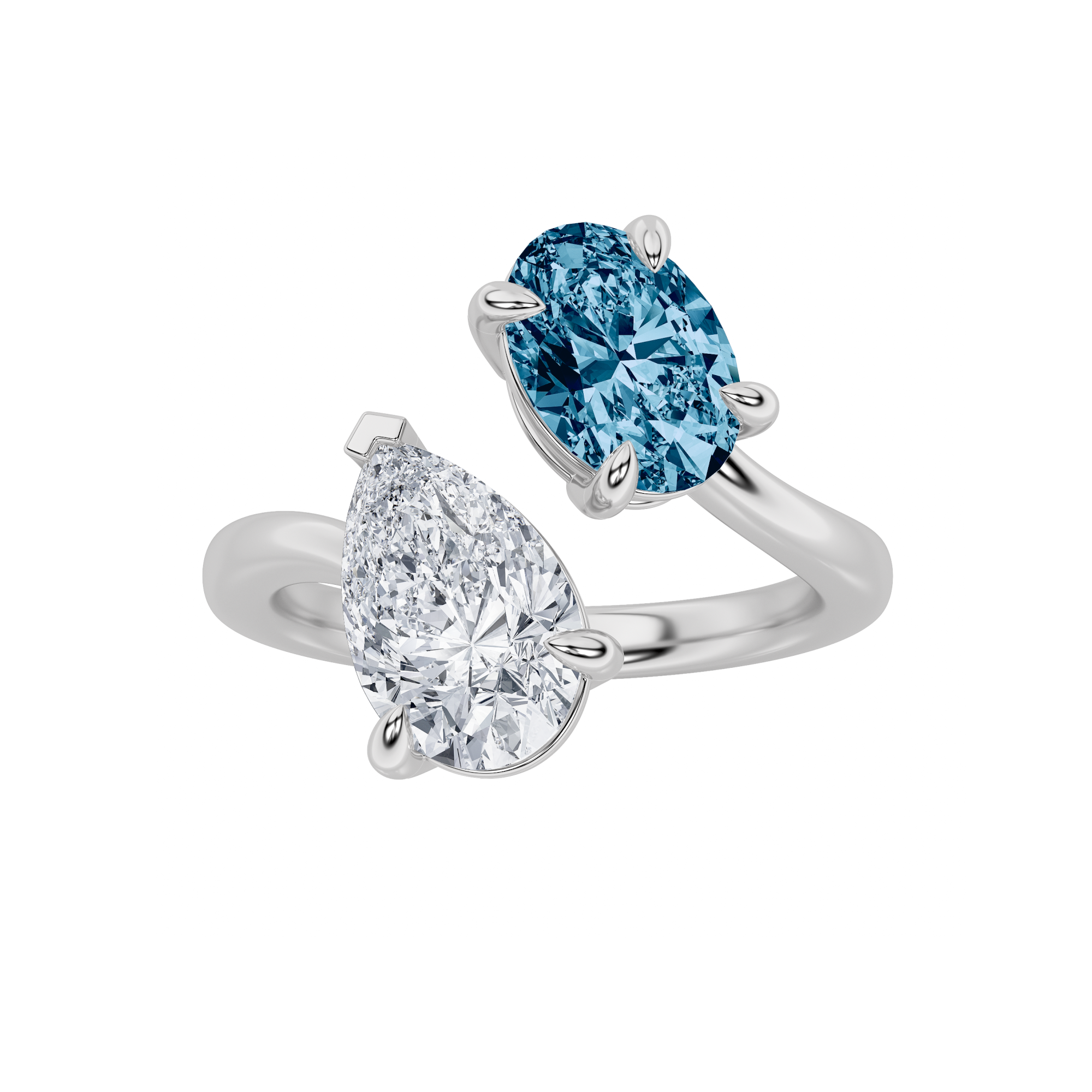 3CTW Oval Shaped Lab Grown Diamond (F/VS) Toi et Moi Fashiion Ring in 14K Gold