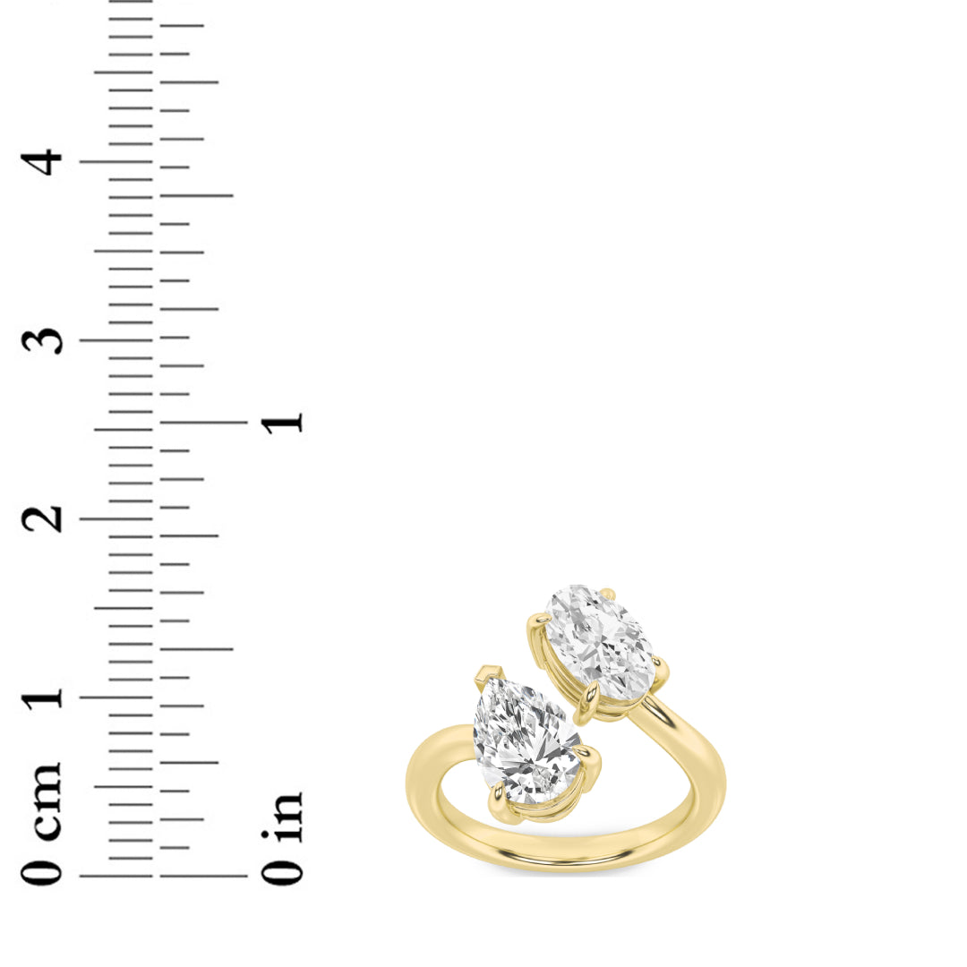 3CTW Oval Shaped Lab Grown Diamond (F/VS) Toi et Moi Fashiion Ring in 14K Gold