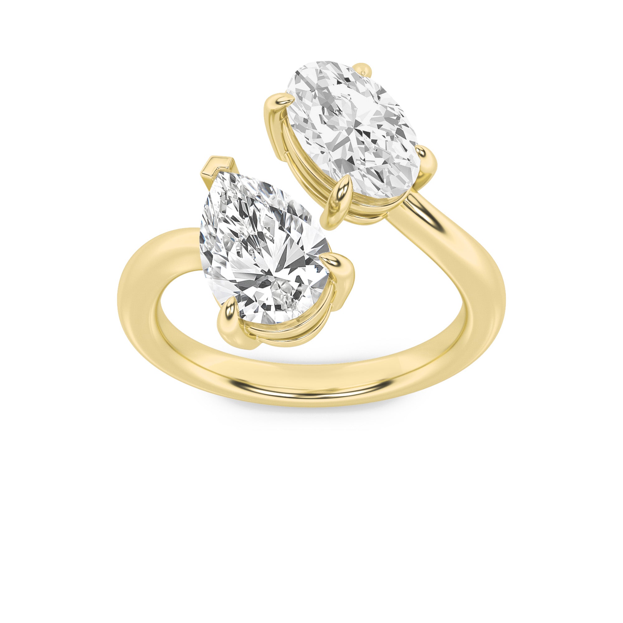 3CTW Oval Shaped Lab Grown Diamond (G/VS) Toi et Moi Fashiion Ring in 14K Gold