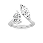 3CTW Marquise Shaped Lab Grown Diamond (G/VS) Toi et Moi Fashiion Ring in 14K Gold