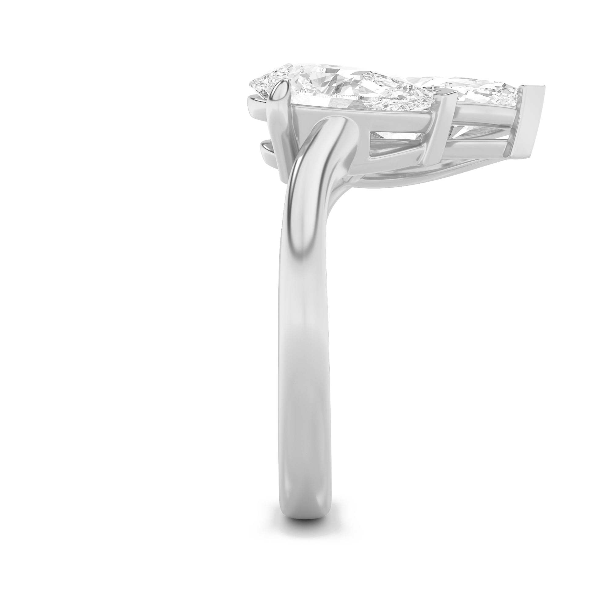 3CTW Marquise Shaped Lab Grown Diamond (G/VS) Toi et Moi Fashiion Ring in 14K Gold
