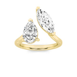 3CTW Marquise Shaped Lab Grown Diamond (G/VS) Toi et Moi Fashiion Ring in 14K Gold