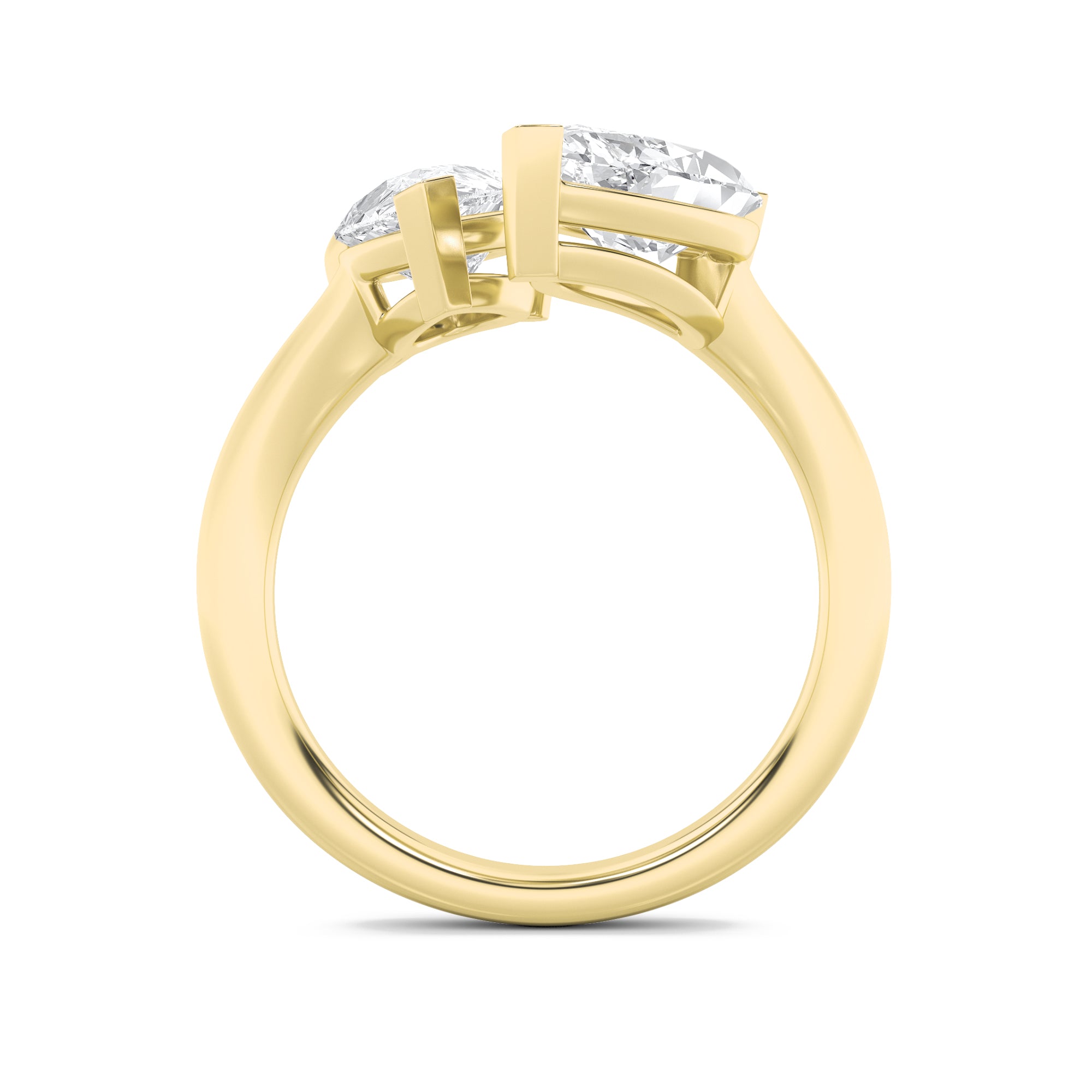 3CTW Marquise Shaped Lab Grown Diamond (G/VS) Toi et Moi Fashiion Ring in 14K Gold