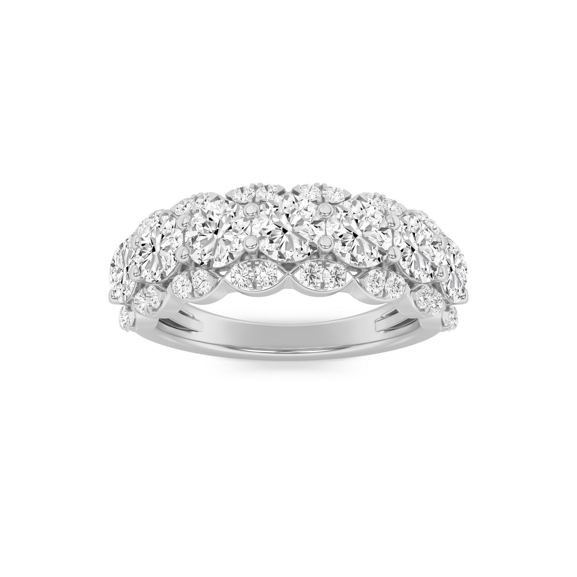 2CTW Round Shaped Lab Grown Diamond (F/VS) Multi Stone Band Ring in 14K Gold