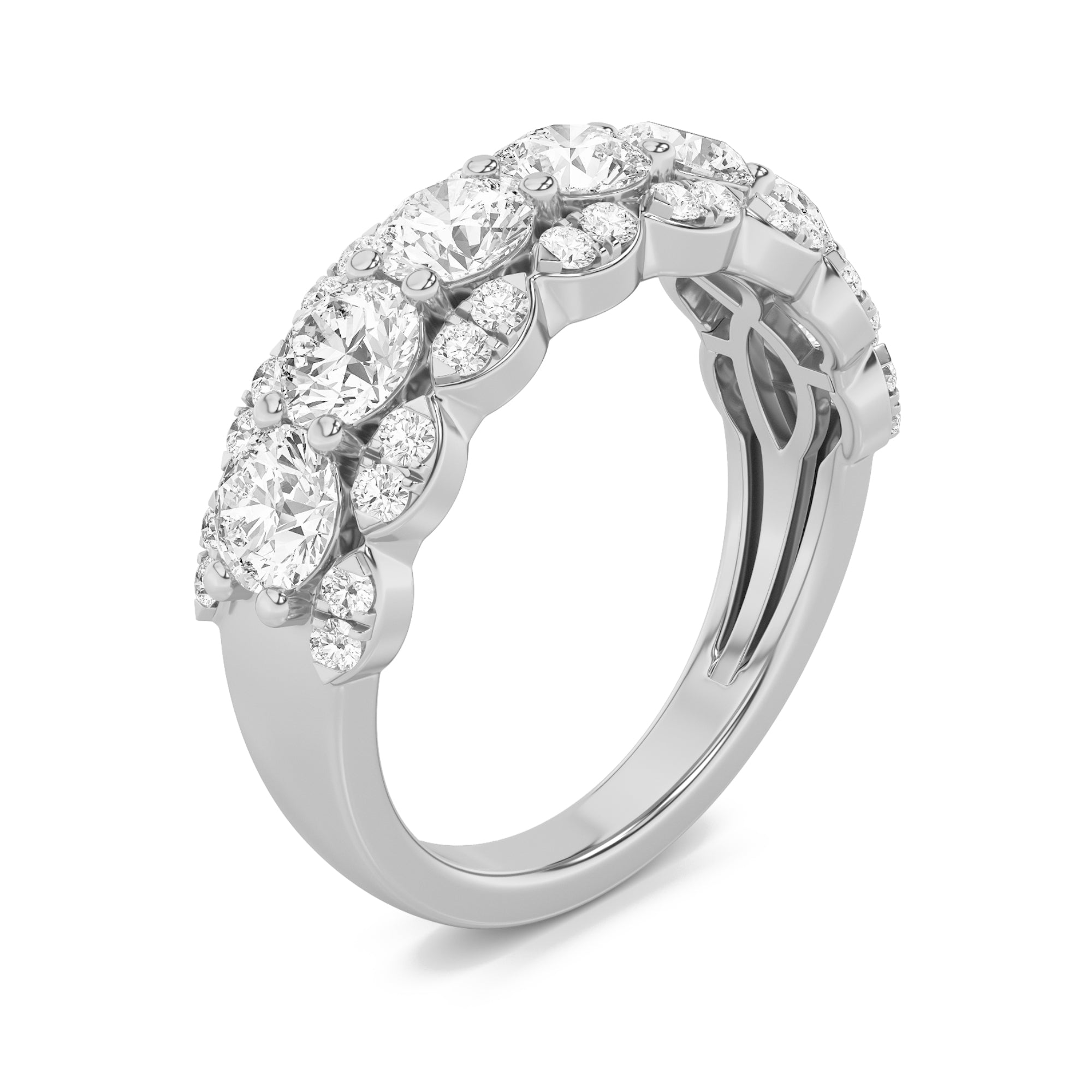 2CTW Round Shaped Lab Grown Diamond (F/VS) Multi Stone Band Ring in 14K Gold