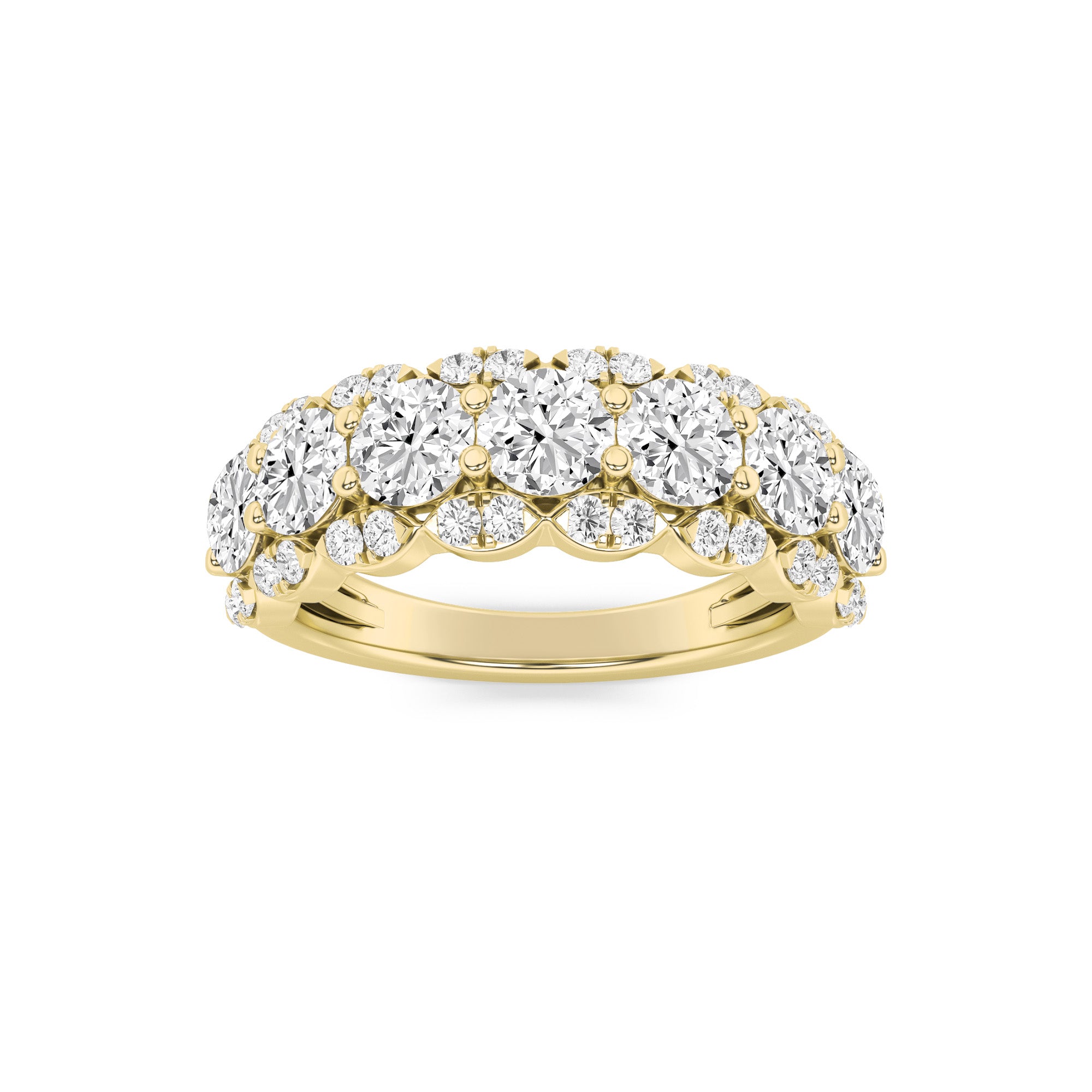 2CTW Round Shaped Lab Grown Diamond (F/VS) Multi Stone Band Ring in 14K Gold