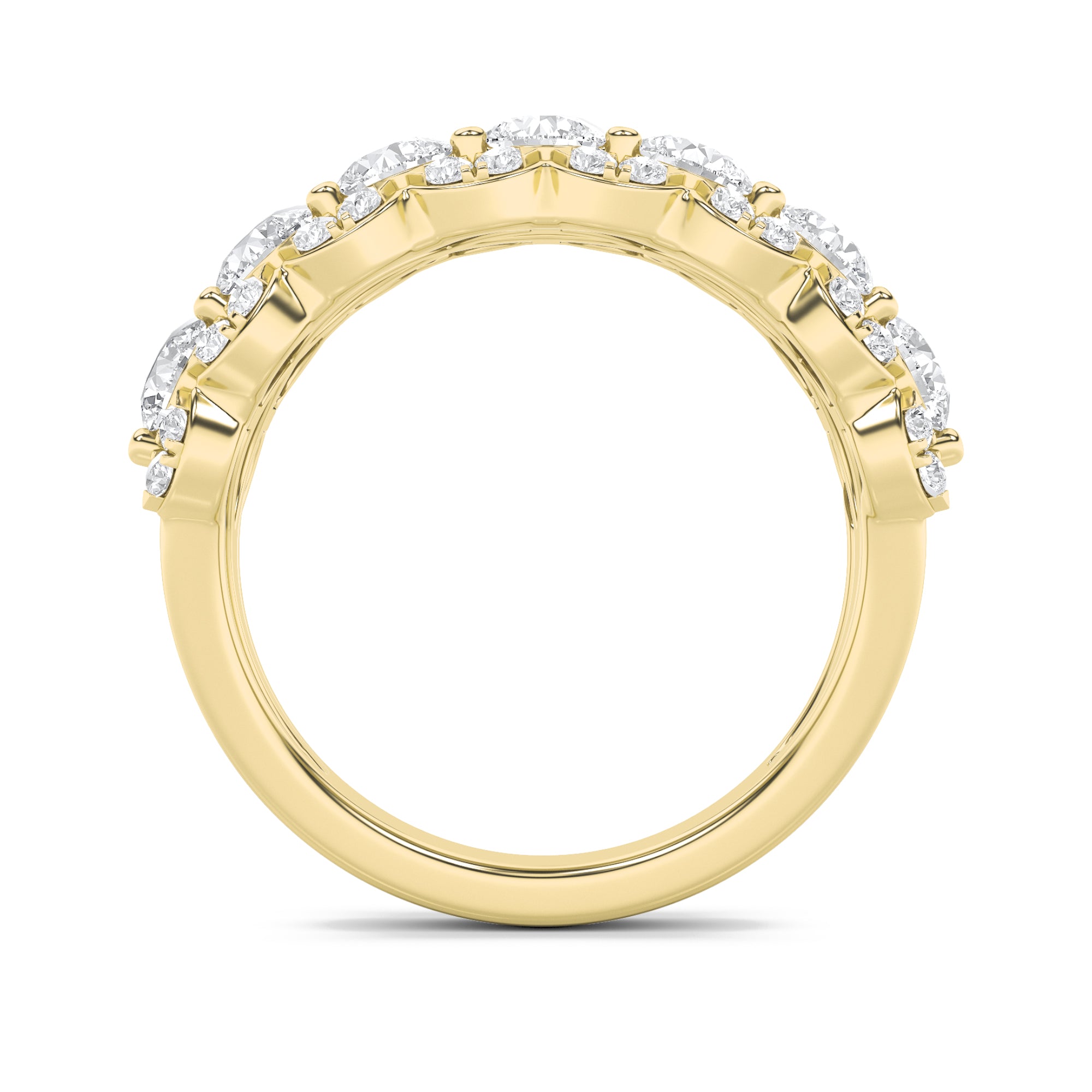 2CTW Round Shaped Lab Grown Diamond (F/VS) Multi Stone Band Ring in 14K Gold