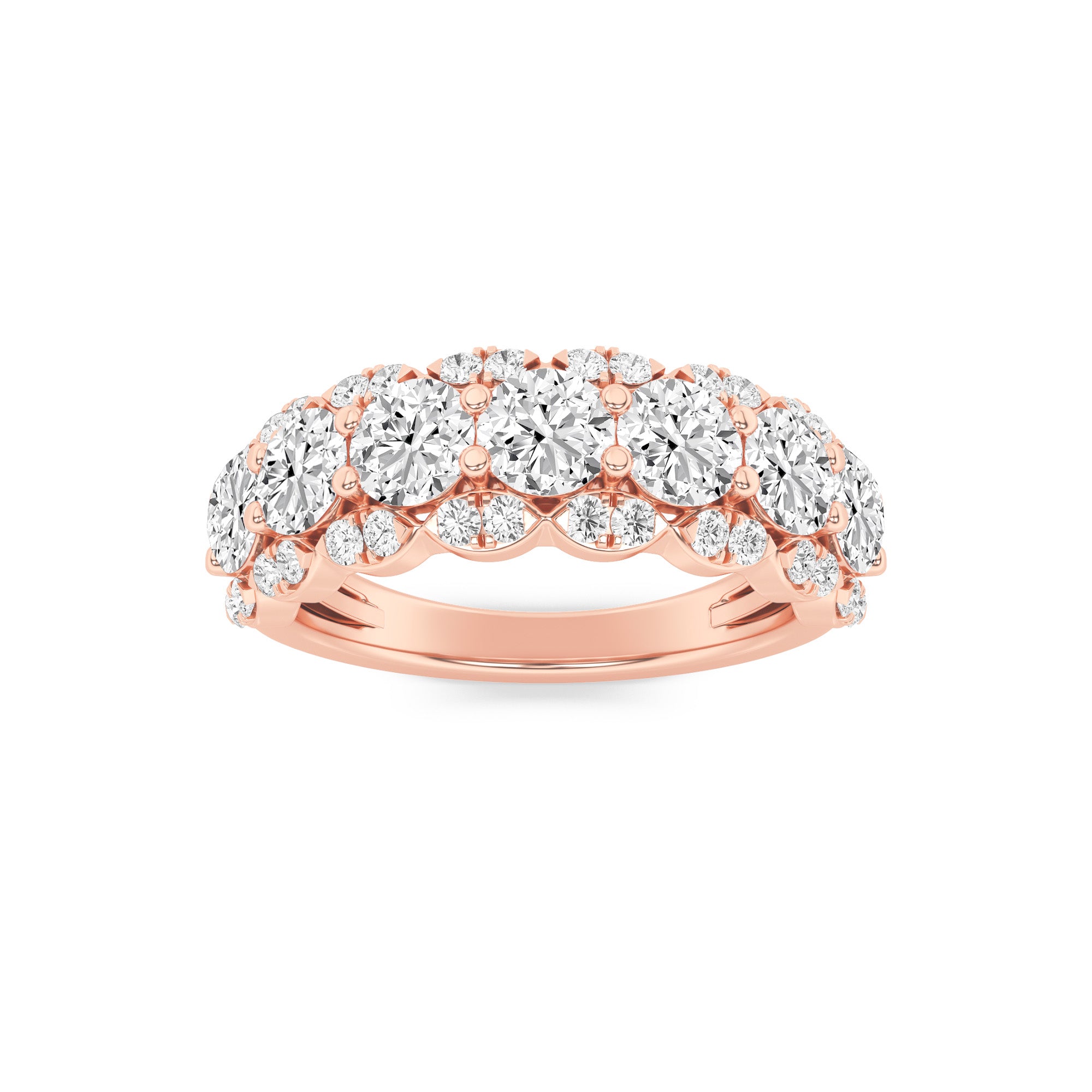 2CTW Round Shaped Lab Grown Diamond (F/VS) Multi Stone Band Ring in 14K Gold