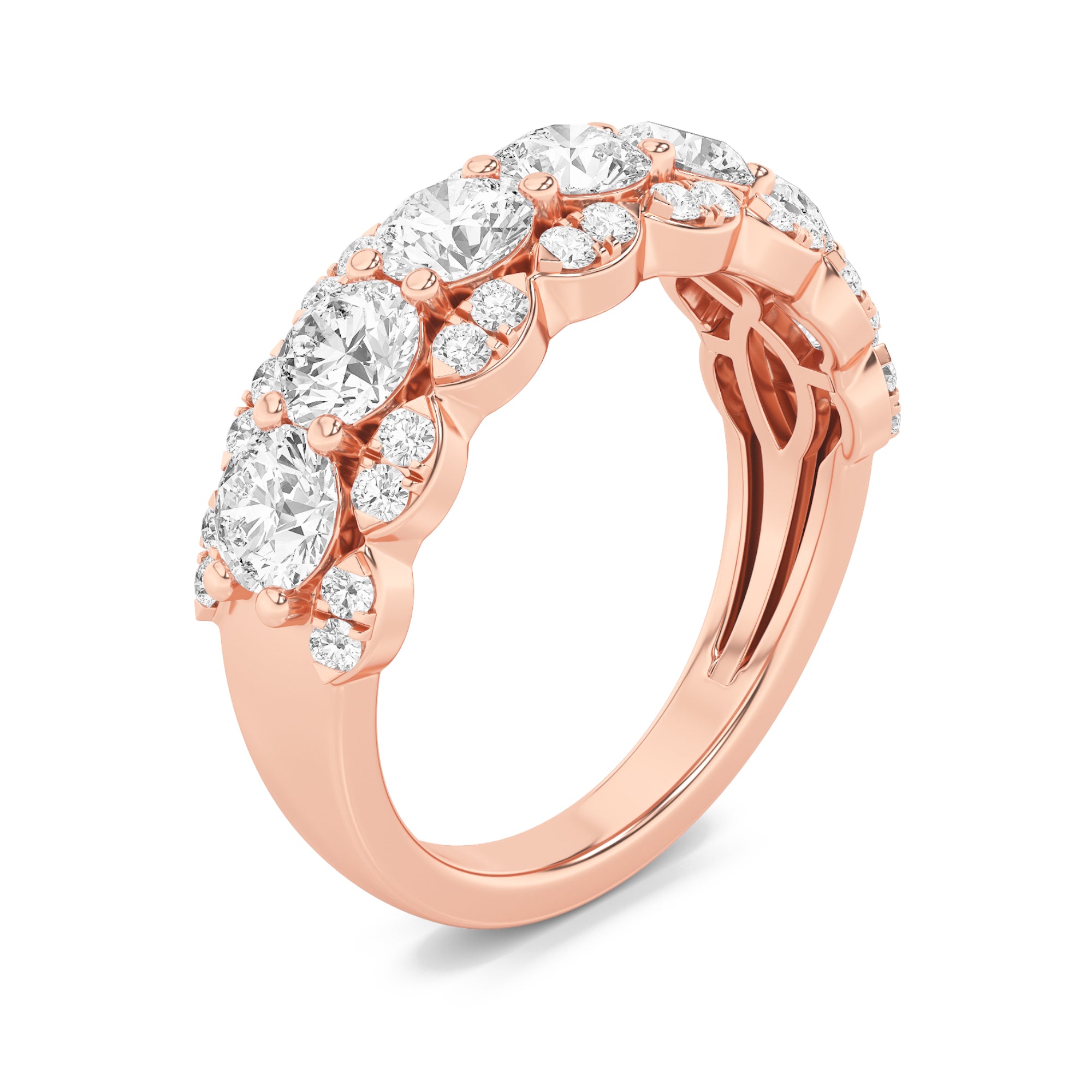 2CTW Round Shaped Lab Grown Diamond (F/VS) Multi Stone Band Ring in 14K Gold
