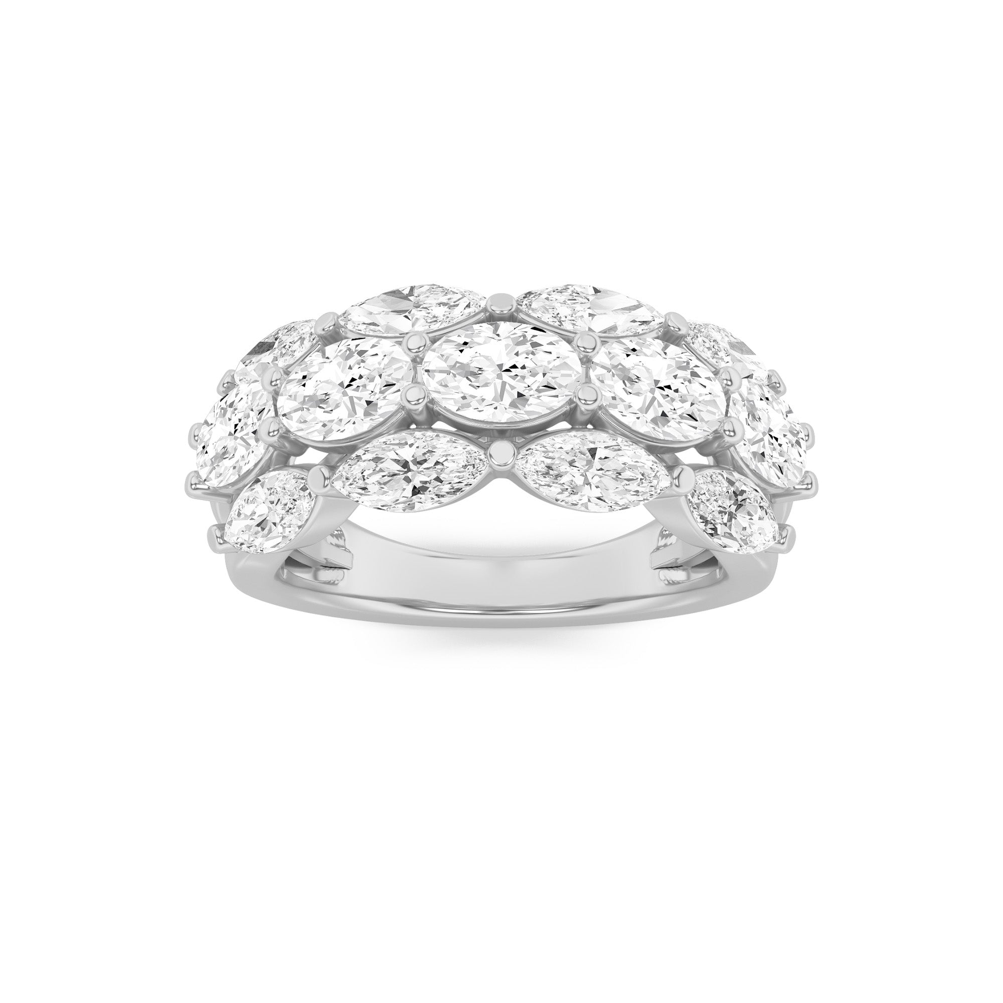 3CTW Oval Shaped Lab Grown Diamond (F/VS) Multi Stone Band Ring in 14K Gold
