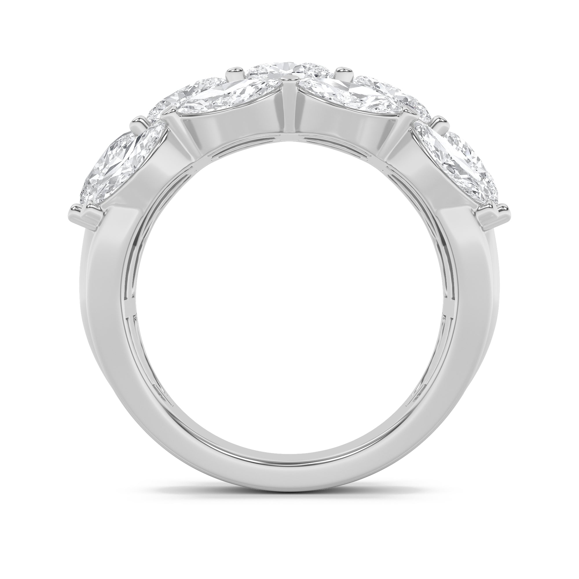 3CTW Oval Shaped Lab Grown Diamond (F/VS) Multi Stone Band Ring in 14K Gold