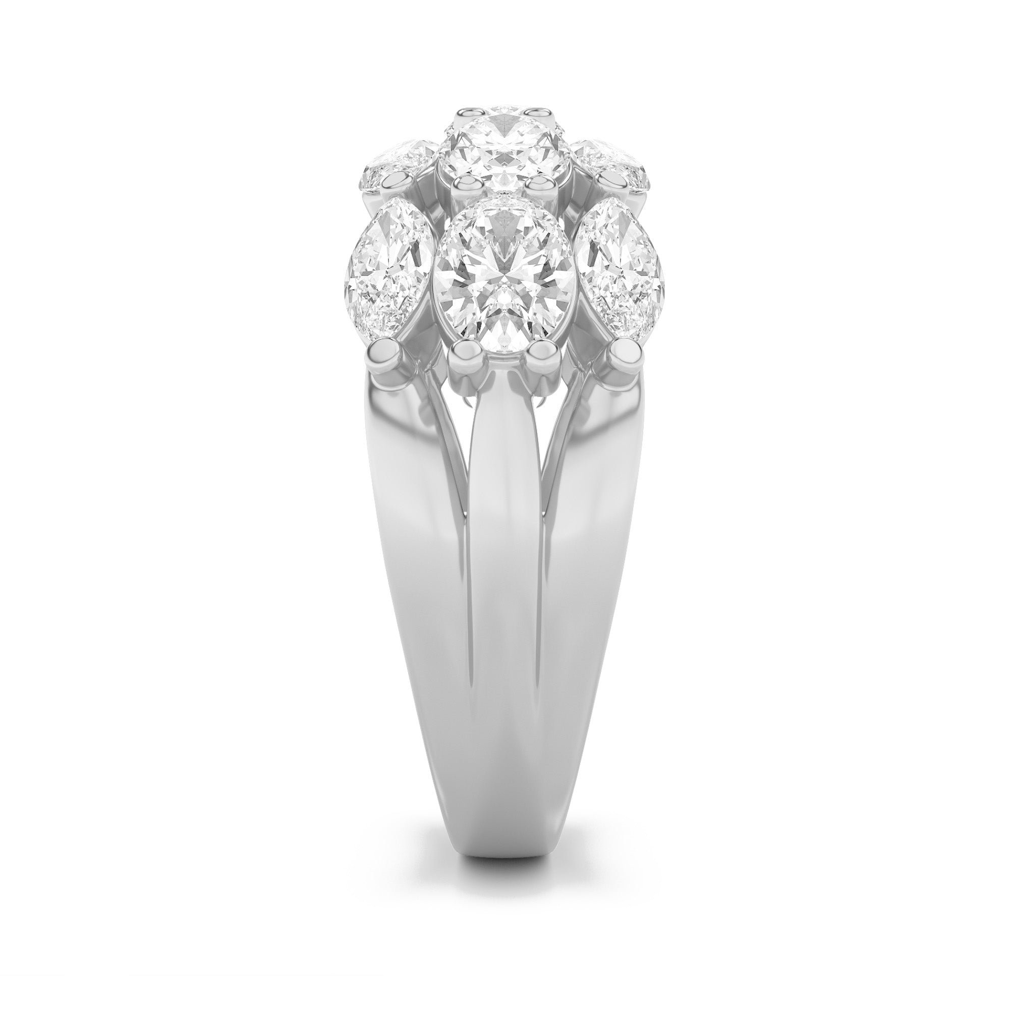 3CTW Oval Shaped Lab Grown Diamond (F/VS) Multi Stone Band Ring in 14K Gold