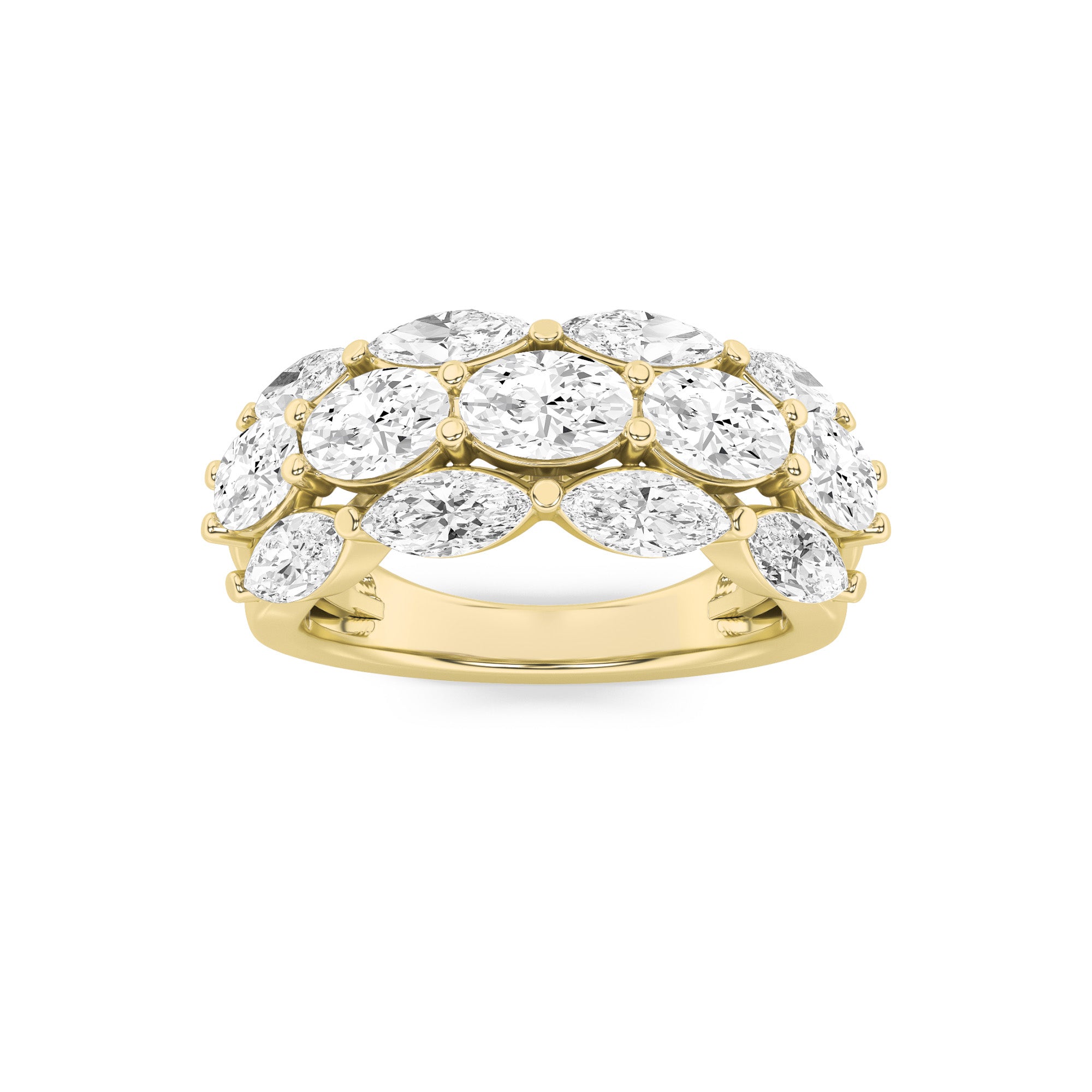 3CTW Oval Shaped Lab Grown Diamond (F/VS) Multi Stone Band Ring in 14K Gold