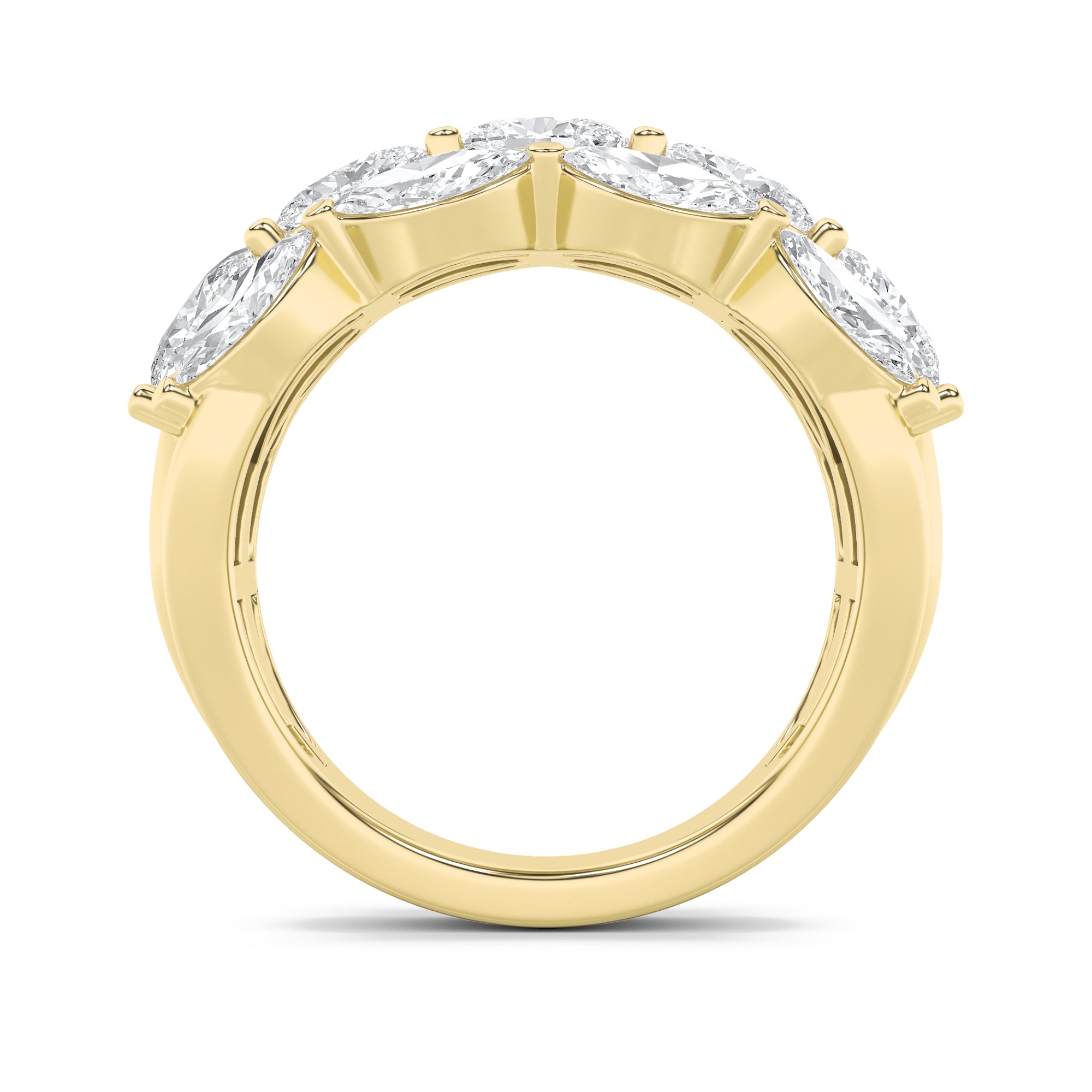3CTW Oval Shaped Lab Grown Diamond (F/VS) Multi Stone Band Ring in 14K Gold