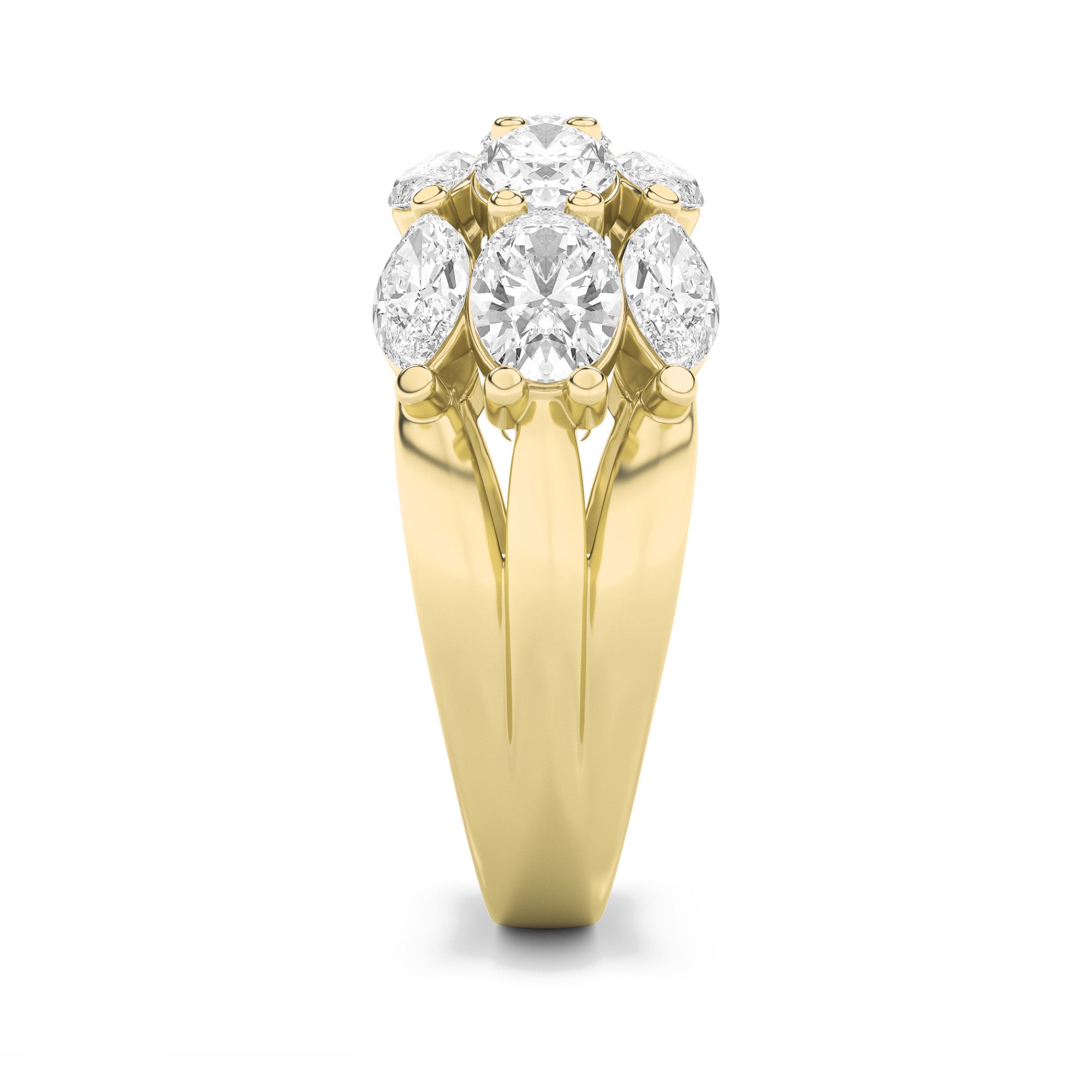 3CTW Oval Shaped Lab Grown Diamond (F/VS) Multi Stone Band Ring in 14K Gold