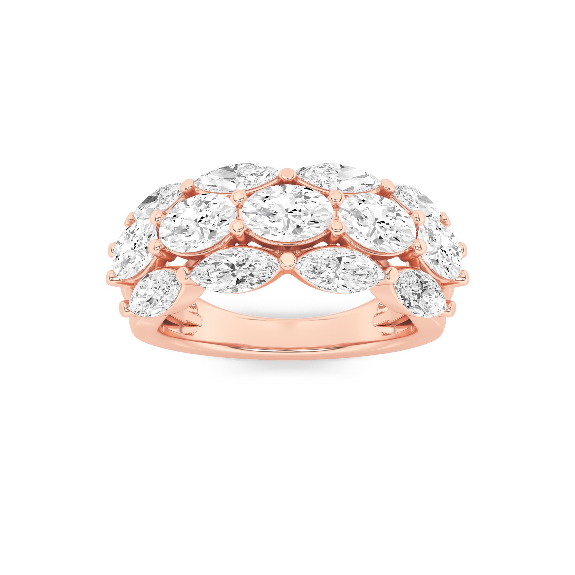 3CTW Oval Shaped Lab Grown Diamond (F/VS) Multi Stone Band Ring in 14K Gold