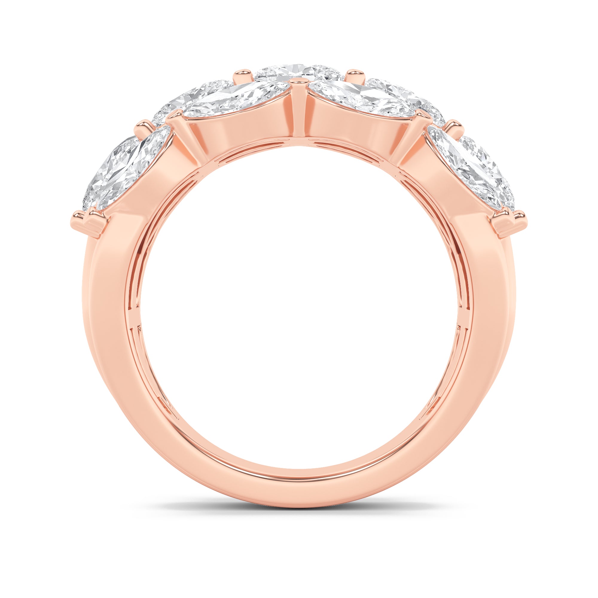 3CTW Oval Shaped Lab Grown Diamond (F/VS) Multi Stone Band Ring in 14K Gold