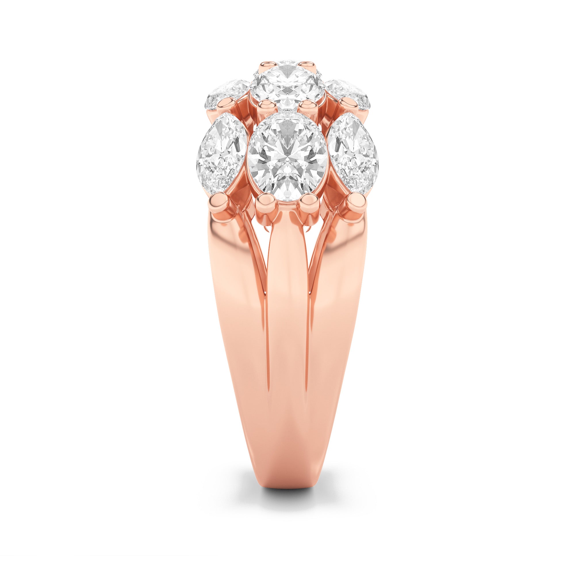 3CTW Oval Shaped Lab Grown Diamond (F/VS) Multi Stone Band Ring in 14K Gold