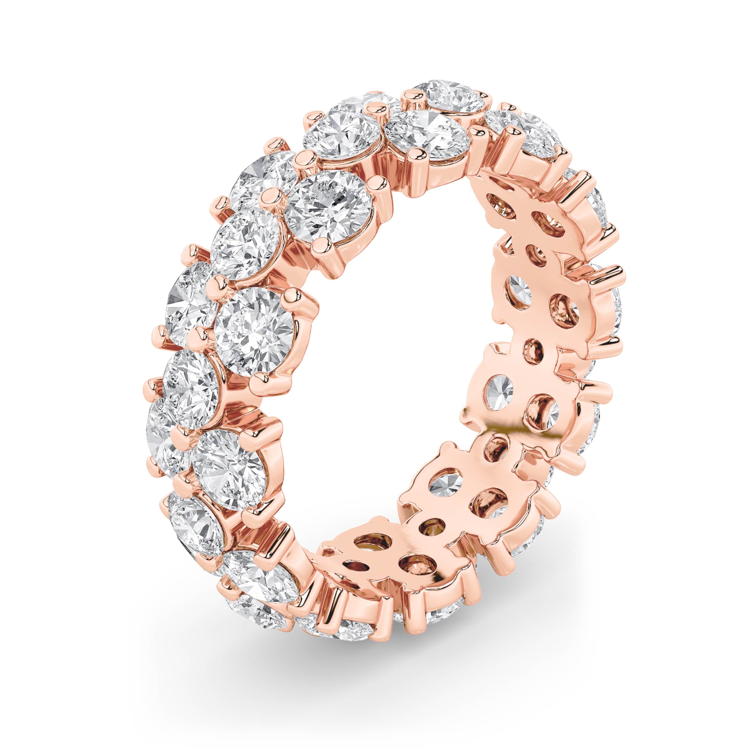 5CTW Round Shaped Lab Grown Diamond (F/VS) Eternity Band Ring in 14K Gold