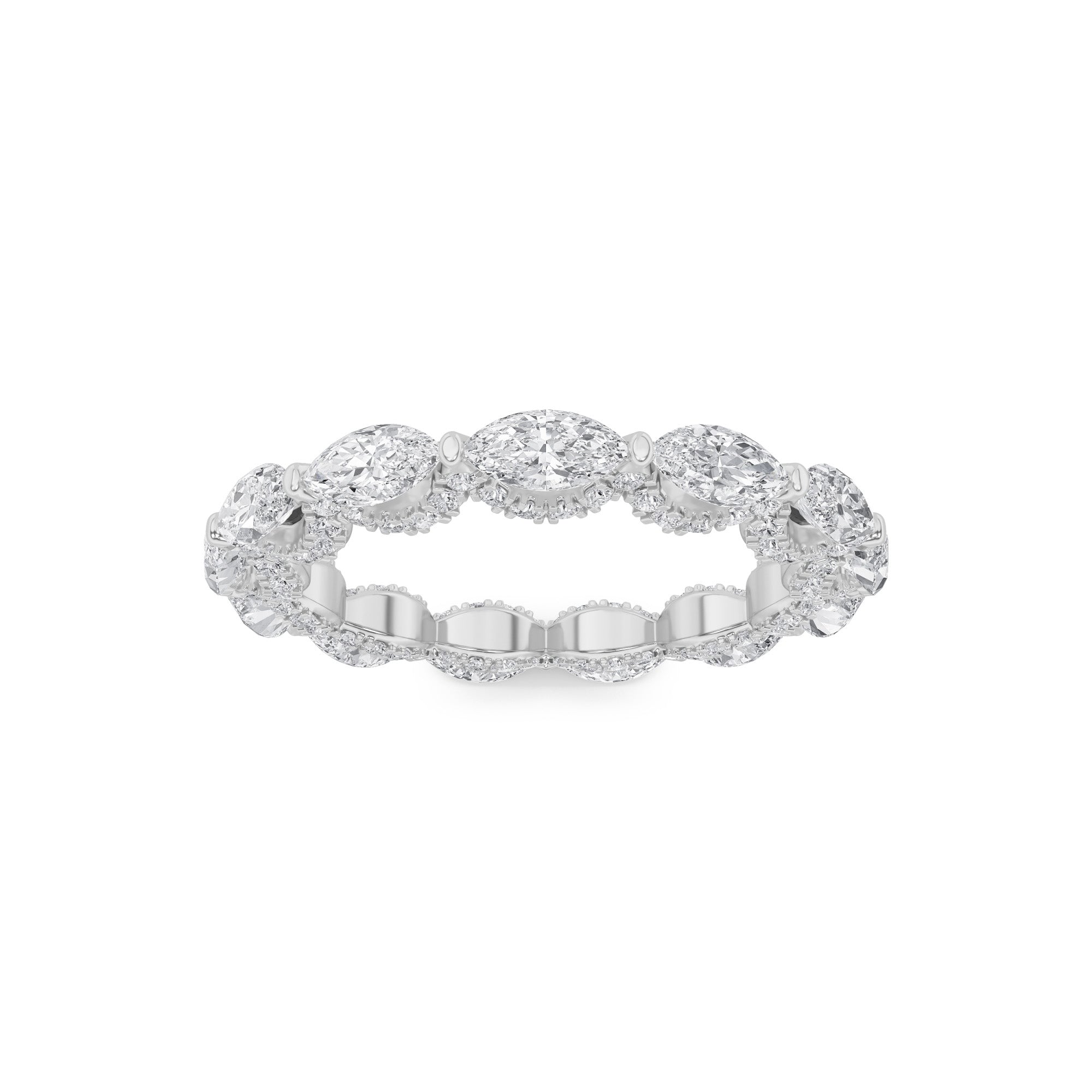 2.5CTW Marquise Shaped Lab Grown Diamond (G/VS) Eternity Band Ring in 14K Gold