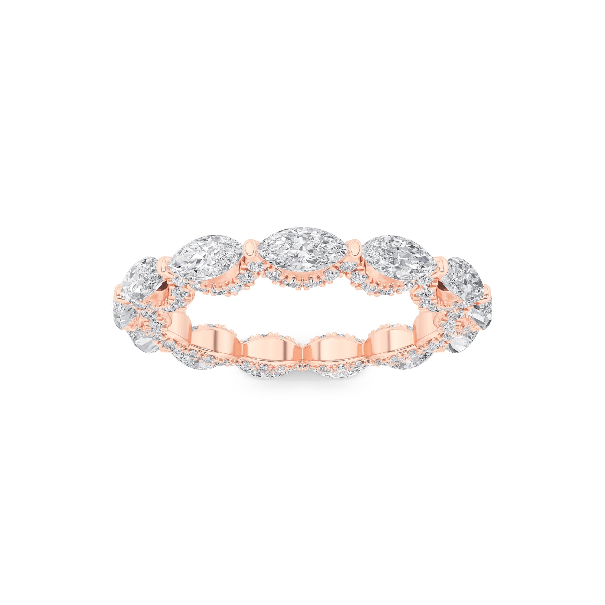 2.5CTW Marquise Shaped Lab Grown Diamond (F/VS) Eternity Band Ring in 14K Gold