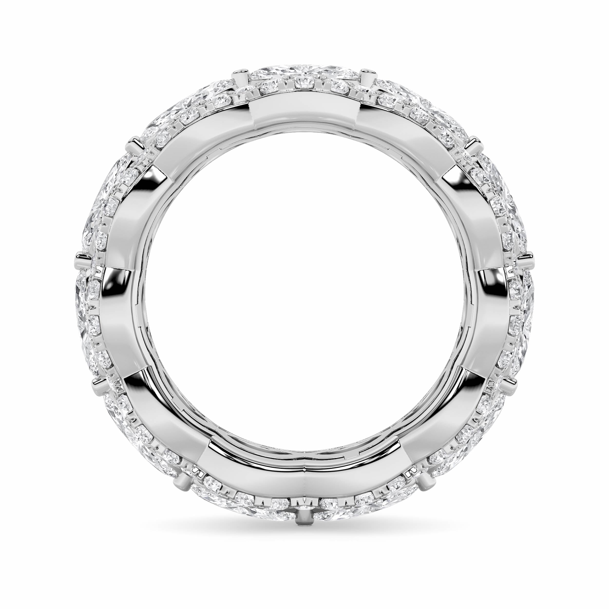 4CTW Marquise Shaped Lab Grown Diamond (F/VVS) Eternity Band Ring in 14K Gold