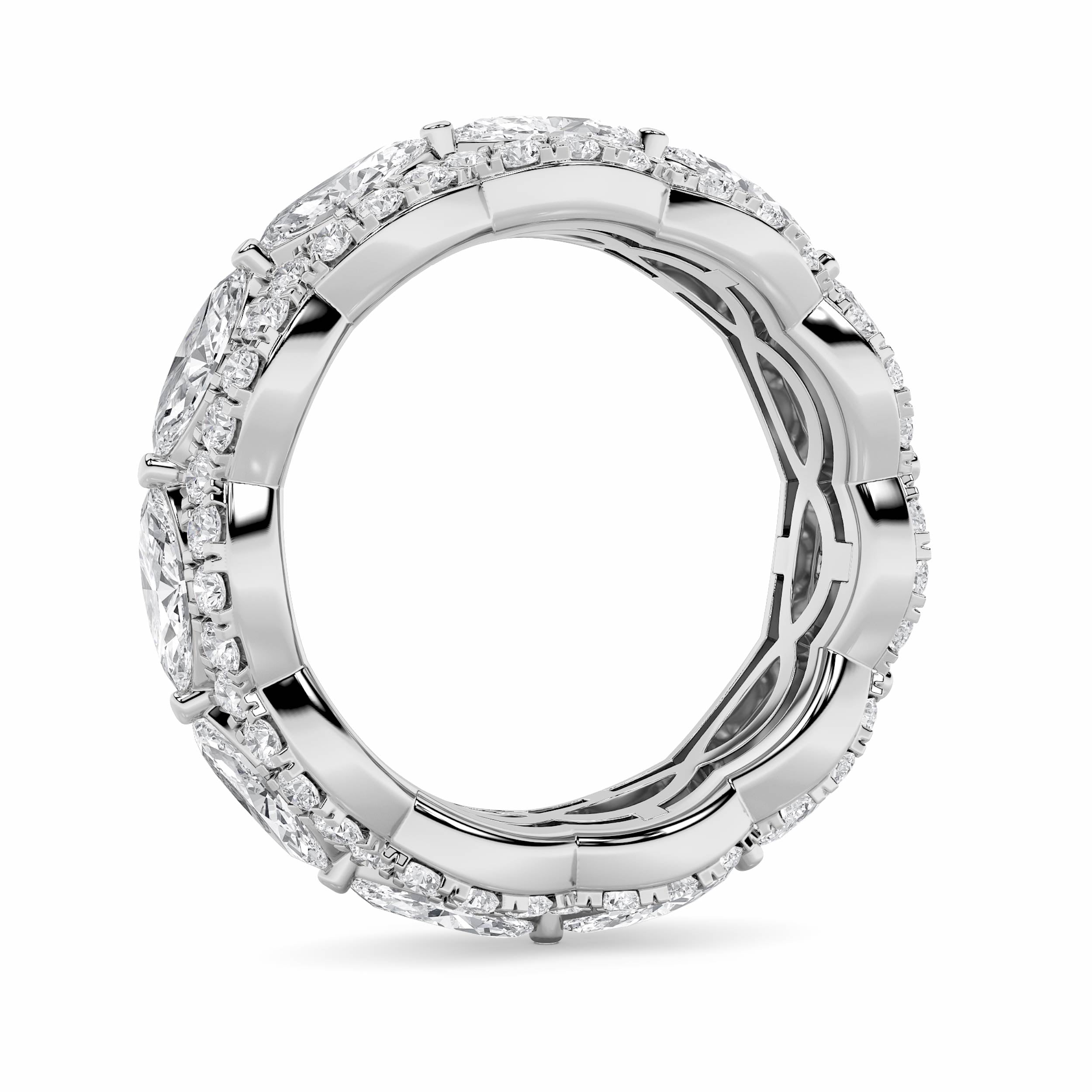 4CTW Marquise Shaped Lab Grown Diamond (F/VVS) Eternity Band Ring in 14K Gold