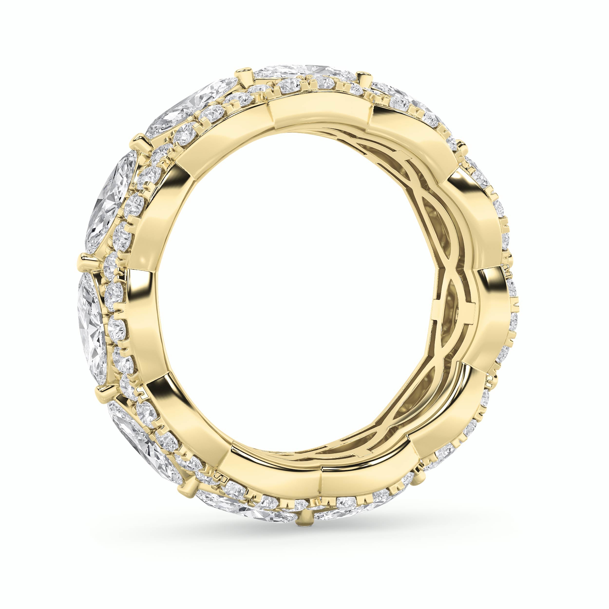 4CTW Marquise Shaped Lab Grown Diamond (G/VS) Eternity Band Ring in 14K Gold