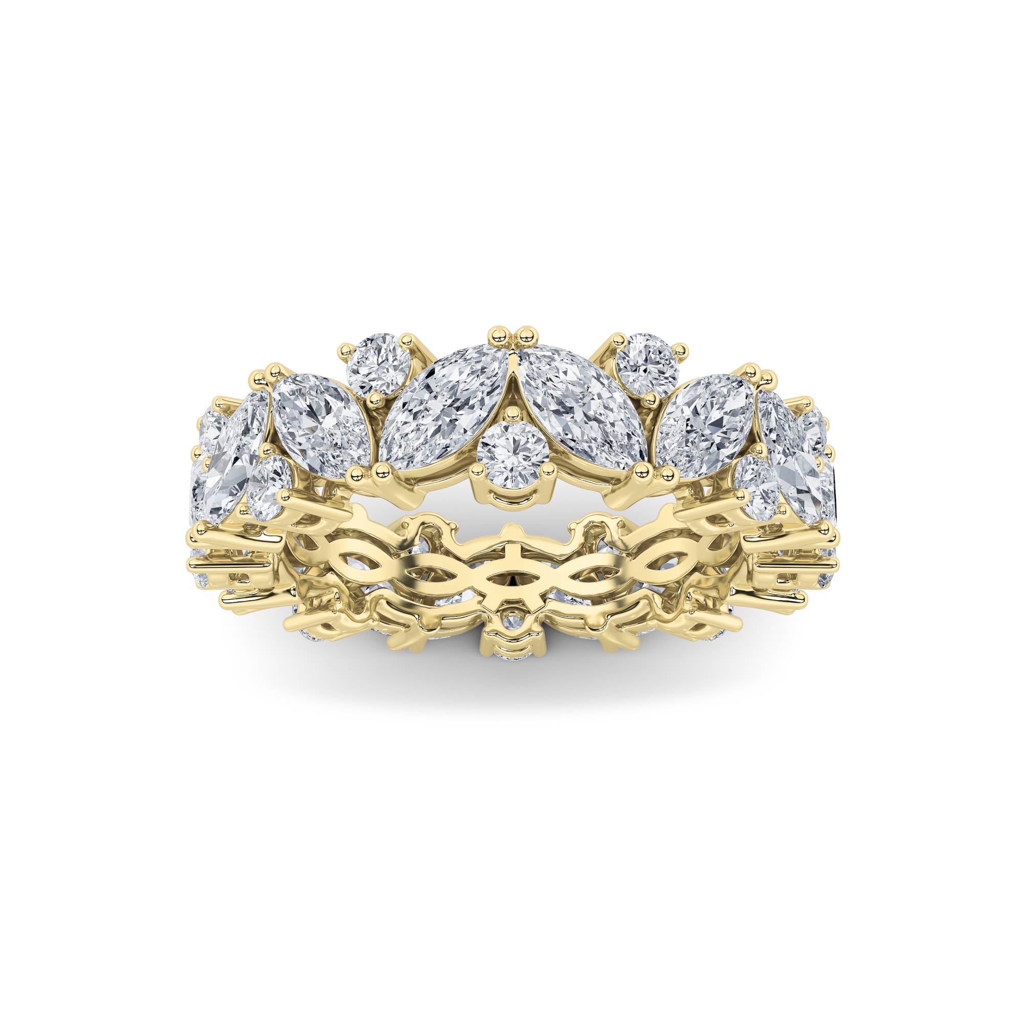 3CTW Marquise Shaped Lab Grown Diamond (F/VVS) Eternity Band Ring in 14K Gold