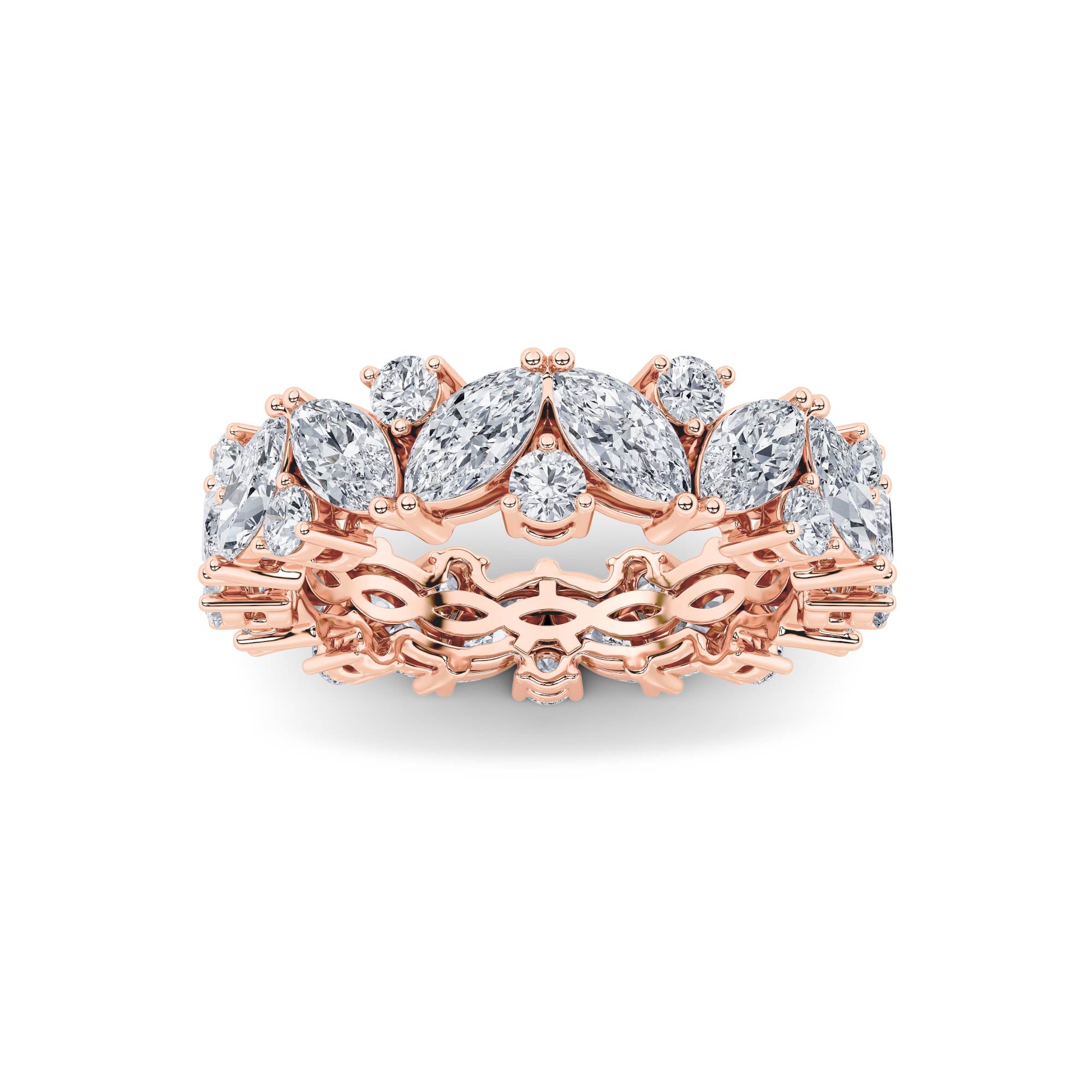 3CTW Marquise Shaped Lab Grown Diamond (F/VVS) Eternity Band Ring in 14K Gold